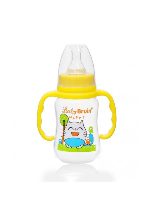 BabyBruin fogantyús cumisüveg 125ml sárga