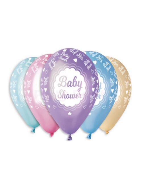 Baby Shower Metallic léggömb, lufi 5 db-os 30 cm