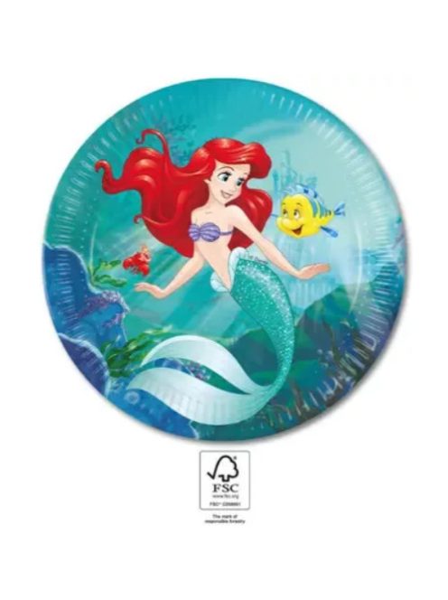 Ariel Curious, Disney Hercegnők papírtányér 8 DARABOS, 23 cm FSC