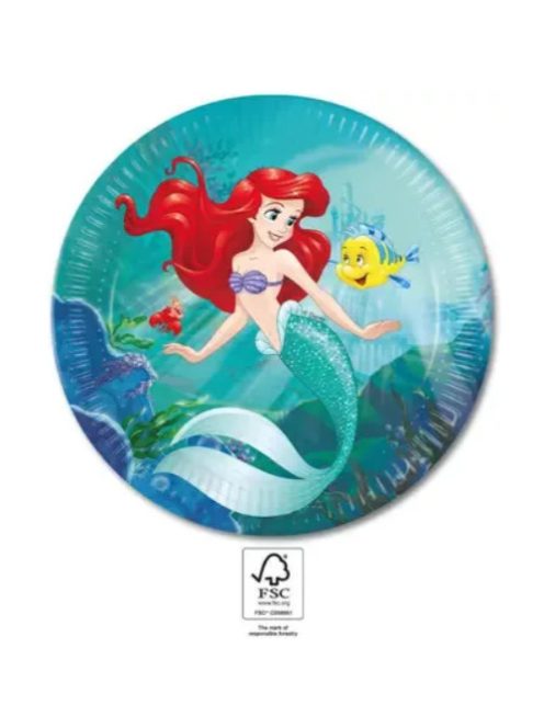 Ariel Curious, Disney Hercegnők papírtányér 8 DARABOS, 23 cm FSC