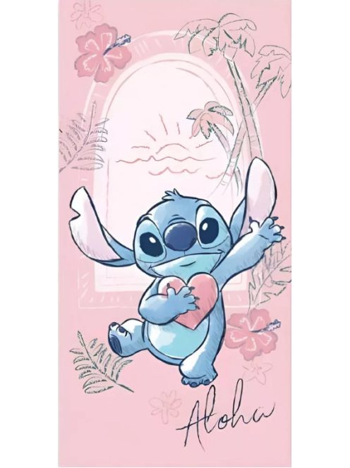 Disney Lilo és Stitch, A csillagkutya Heart fürdőlepedő, strand törölköző 70x140 cm (Fast Dry) Nr3