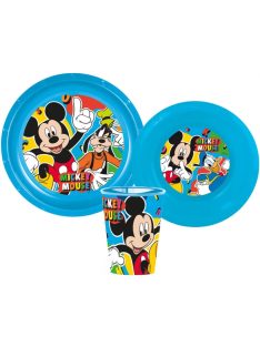   Disney Mickey étkészlet, műanyag szett 260 ml-es pohárral