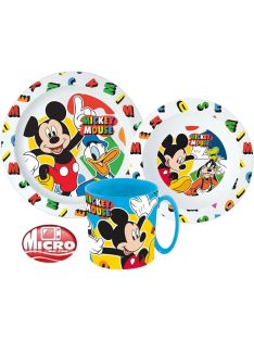   Disney Mickey étkészlet, micro műanyag szett 350 ml-es bögrével