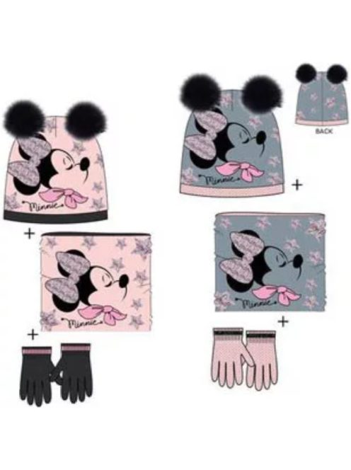 Disney Minnie gyerek sapka + snood + kesztyű szett