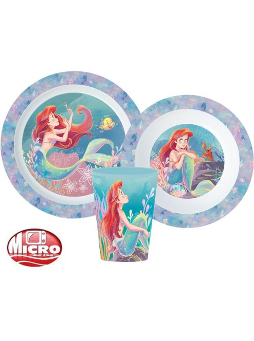 Disney Hercegnők Ariel étkészlet, micro műanyag szett 260 ml-es pohárral Nr3