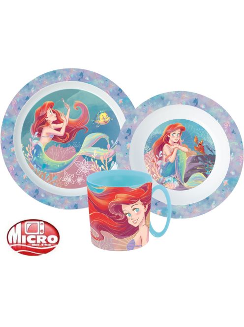 Disney Hercegnők Ariel étkészlet, micro műanyag szett 350 ml-es bögrével Nr3