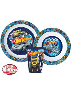   Hot Wheels Blue Fire étkészlet, micro műanyag szett 260 ml-es pohárral