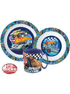   Hot Wheels Blue Fire étkészlet, micro műanyag szett 350 ml-es bögrével