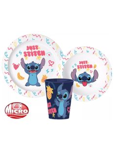   Disney Lilo és Stitch Palms étkészlet, micro műanyag szett 260 ml-es pohárral