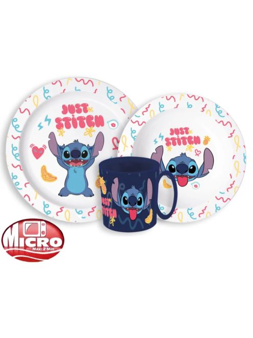 Disney Lilo és Stitch Palms étkészlet, micro műanyag szett 265 ml-es bögrével