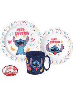   Disney Lilo és Stitch étkészlet, micro műanyag szett 350 ml-es bögrével