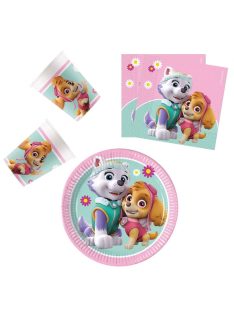   Paw Patrol Skye and Everest, Mancs Őrjárat party szett 36 darabos, 20 cm-es tányérral