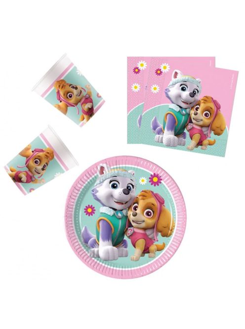 Paw Patrol Skye and Everest, Mancs Őrjárat party szett 36 darabos, 20 cm-es tányérral