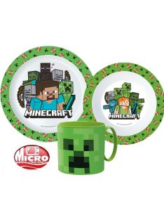   Minecraft étkészlet, micro műanyag szett 265 ml-es bögrével