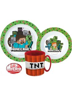   Minecraft étkészlet, micro műanyag szett 350 ml-es bögrével