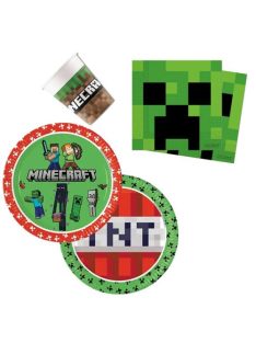 Minecraft party szett 36 DARABOS, 23 cm-es tányérral