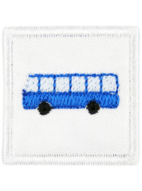 Ovis jel, Bölcsis jel, felvarrható, textilragasztóval felragasztható - Busz kék