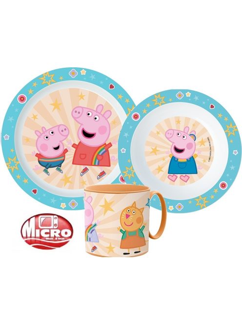 Peppa malac étkészlet, micro műanyag szett 265 ml-es bögrével