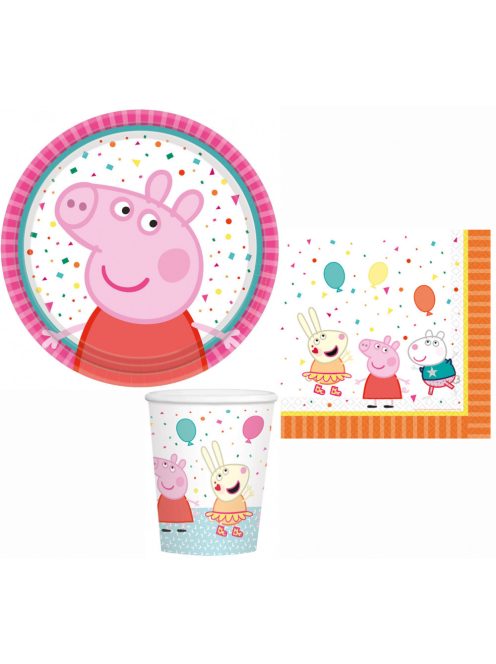 Peppa malac party szett 32 DARABOS,18 cm-es tányérral