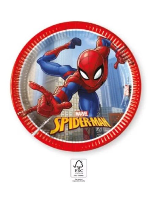 Spiderman Crime Fighter, Pókember papírtányér 8 DARABOS, 20 cm FSC Nr2