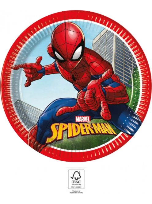 Spiderman Crime Fighter, Pókember papírtányér 8 DARABOS, 23 cm FSC Nr1