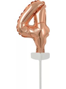 Rose Gold 4-es szám fólia lufi tortára 13 cm