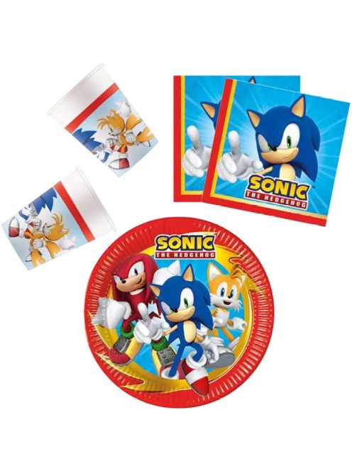 Sonic a sündisznó party szett 36 DARABOS, 23 cm-es tányérral