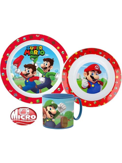 Super Mario Őrjárat étkészlet, micro műanyag szett 265 ml-es bögrével