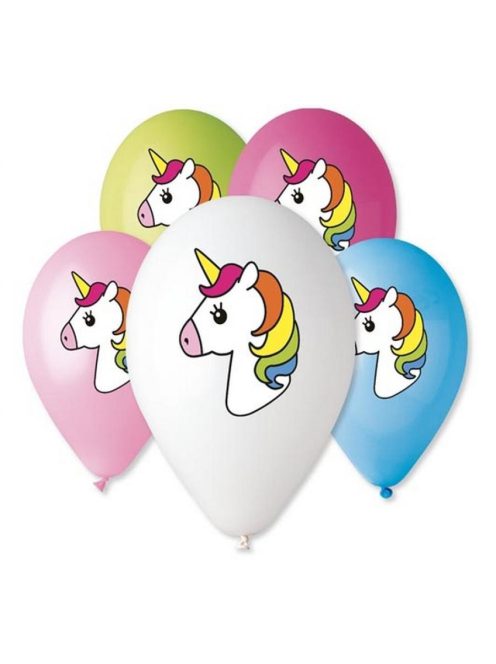 Unicorn Multicolor, Unikornis léggömb, lufi 5 db-os 30 cm